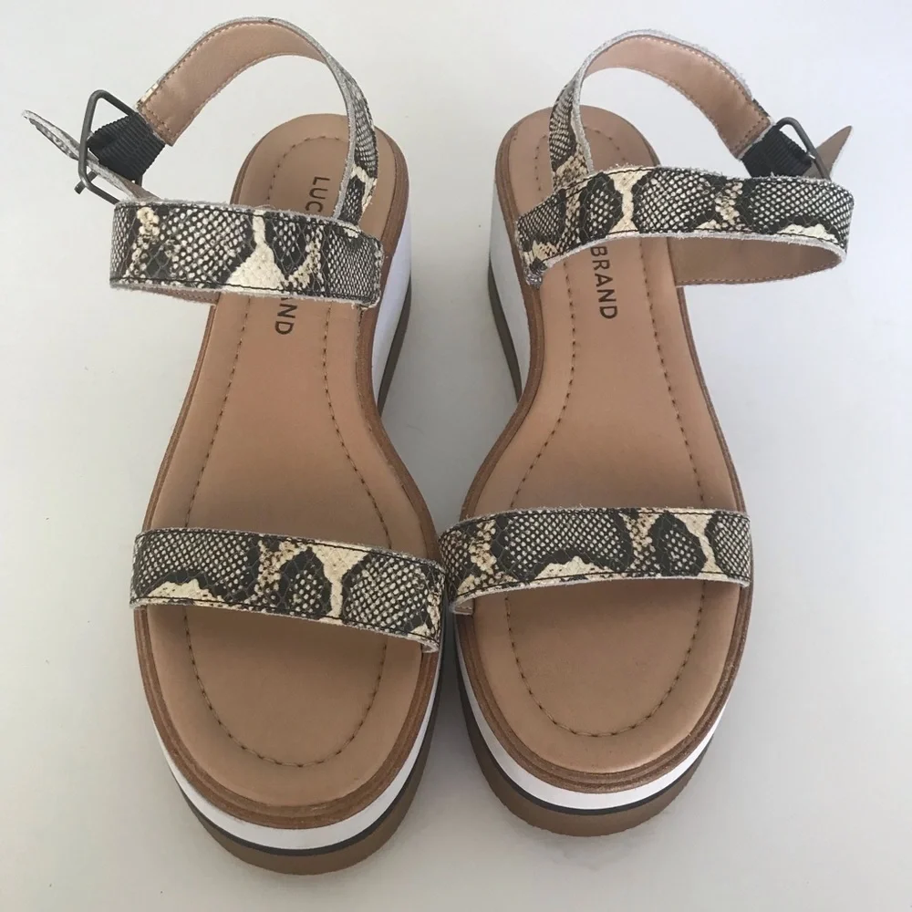 Lucky Brand reptile animal print Strat 2.5 platform wedge size 7M